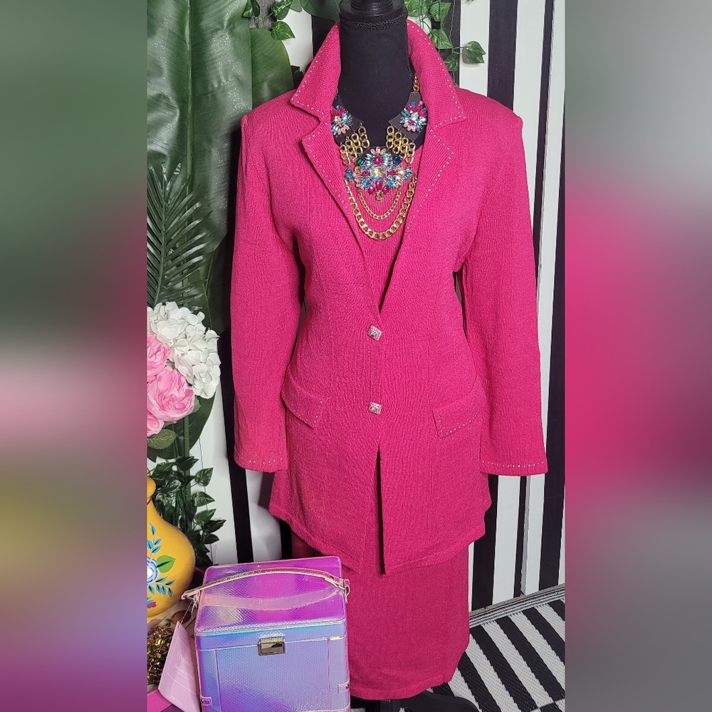 Pink & Rhinestone Knit Suit